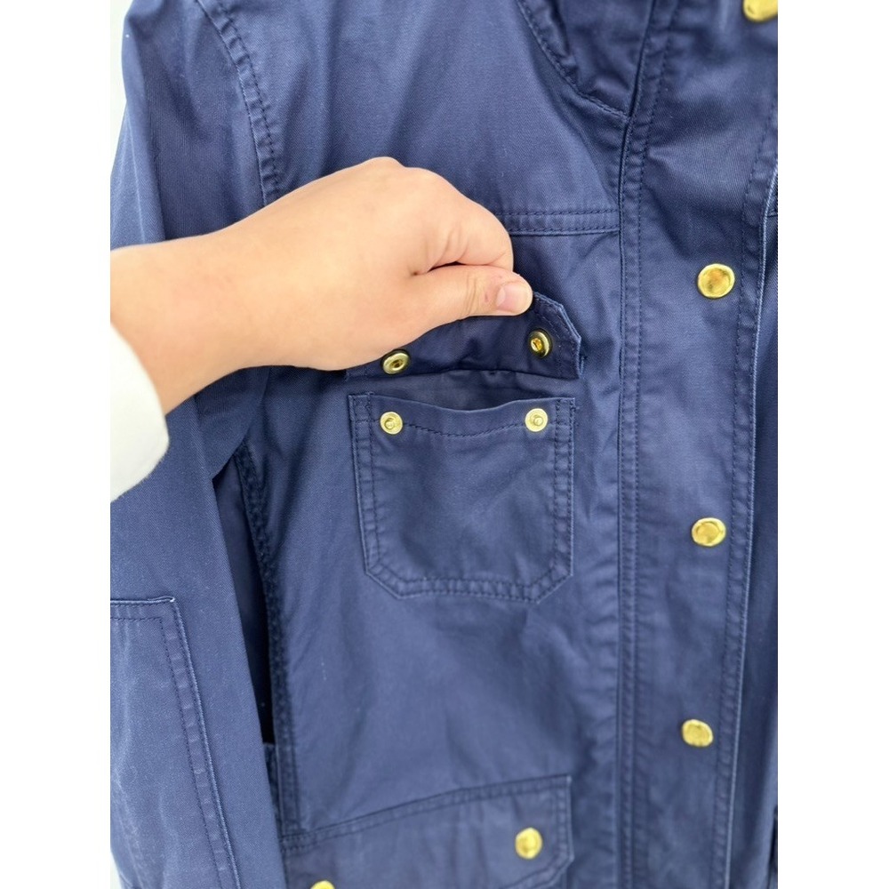 J.Crew Navy Utility Jacket Women's Cotton Gold Button Field Coat Preppy Classic - Picture 5 of 14